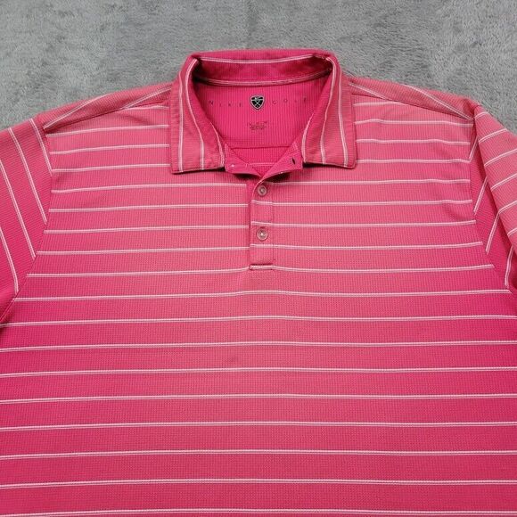 Nike Golf Polo Shirt‎ Mens XL Pink Striped Performance Preppy Casual - Picture 1 of 11